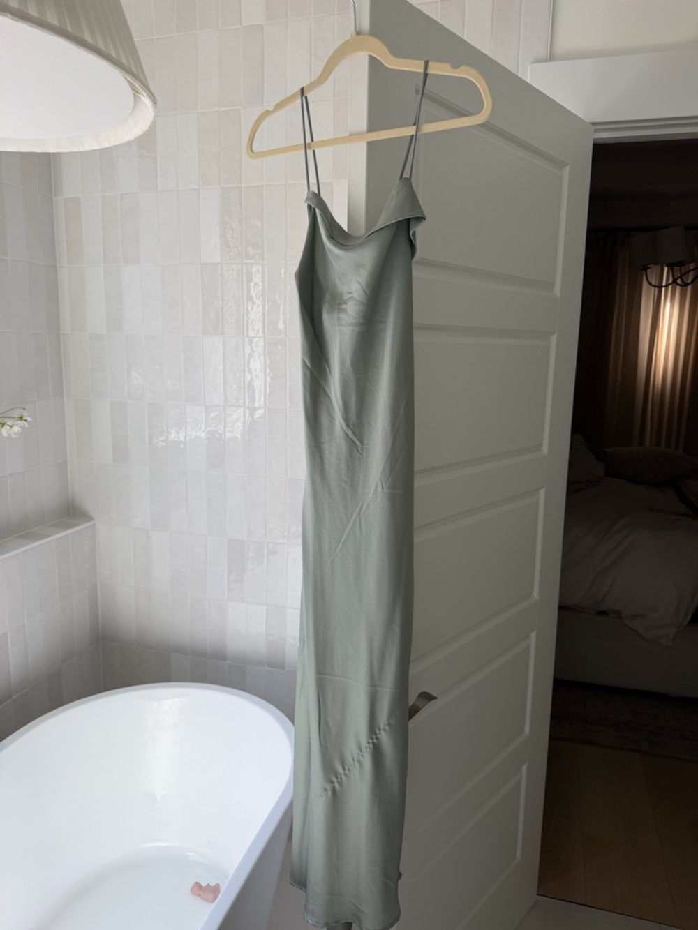 Astr NEW Slip Midi Dress in Sage Green